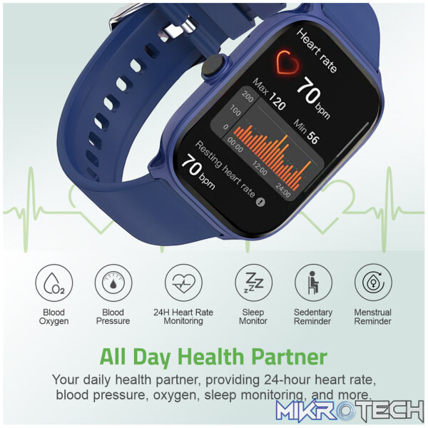 MT310 Smart Watch 2.01" HD IPX68 with BT Calls Sports HR BP BO - Blue - Image 5